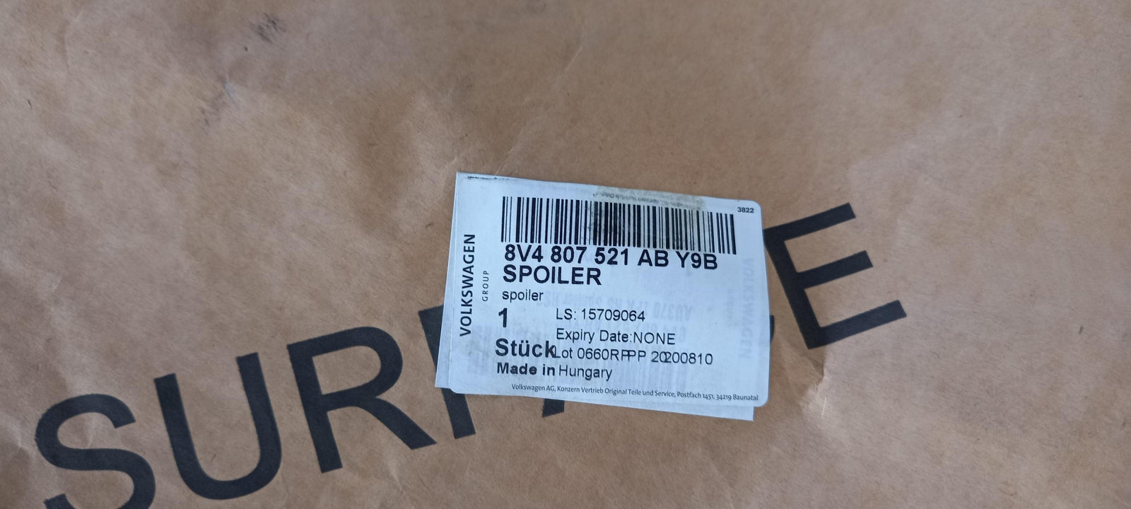 Original OE Volkswagen Stoßfängerabdeckung 8V4807521ABY9B