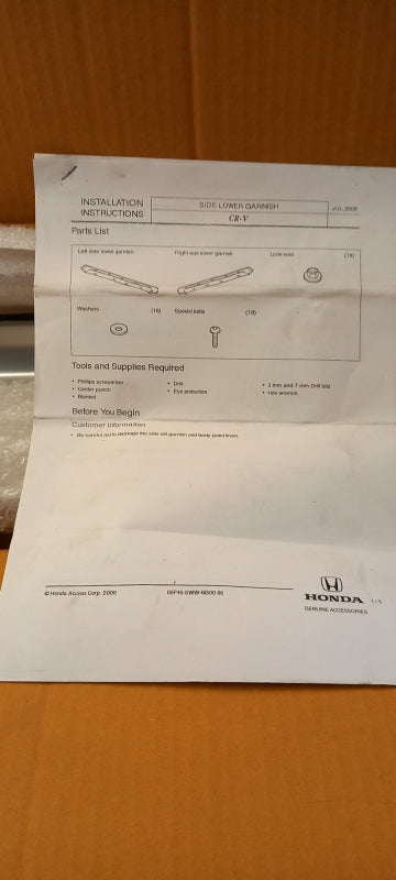 Original OE HONDA Türschwelle Abdeckung 08P46SWW600B