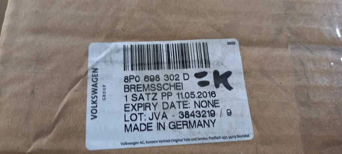 Original AUDI A3 8P VW Golf V Passat B6 Bremsensatz vorne 8P0698302D