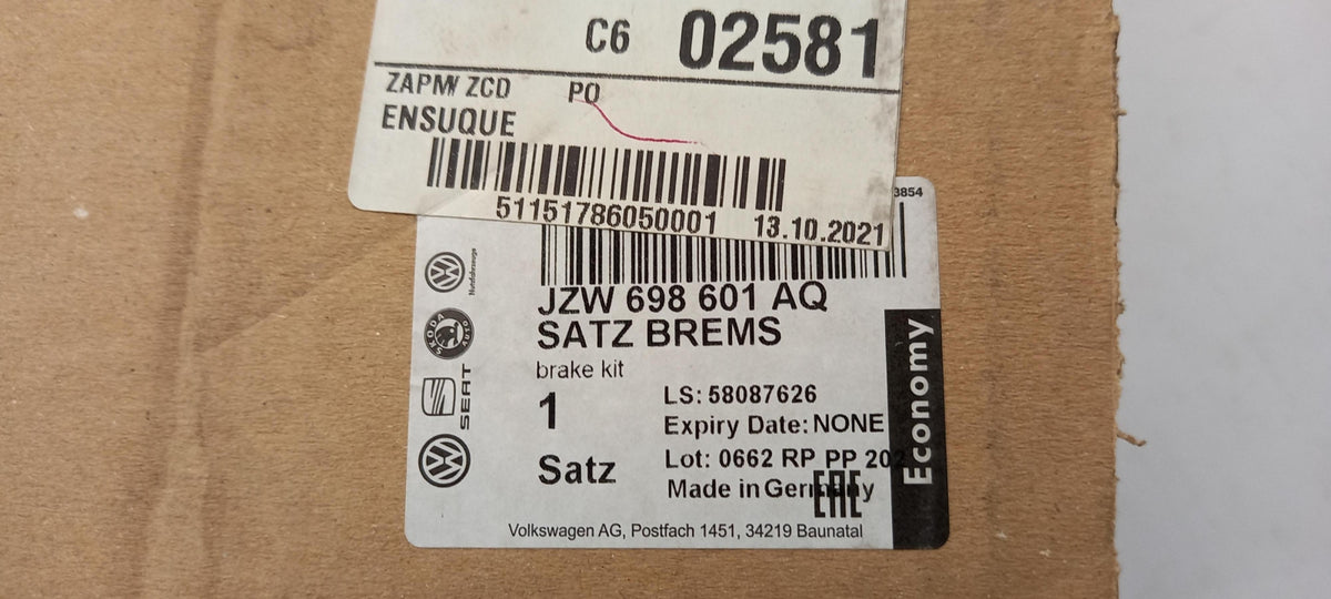 Original VW Golf 6 Passat B6 2x Bremsscheiben + Bremsbeläge hinten JZW698601AQ