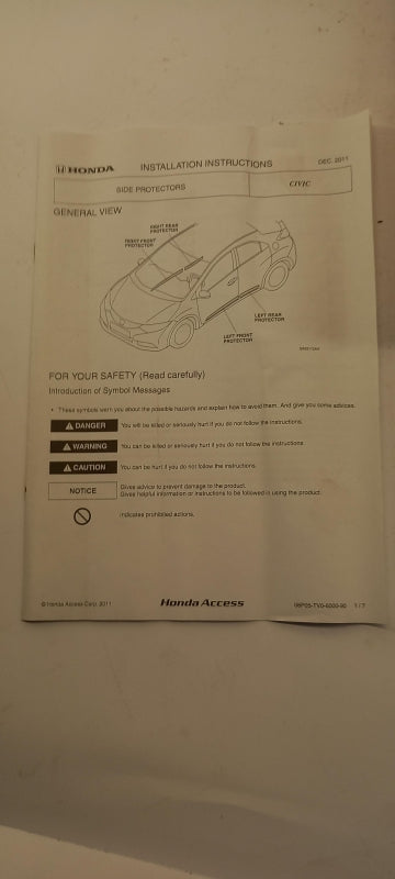Original OE HONDA Türzierleisten Satz 08P05TV06P0