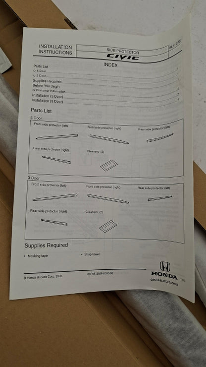 Original OE HONDA Türzierleisten Satz 08P05SMR6A1