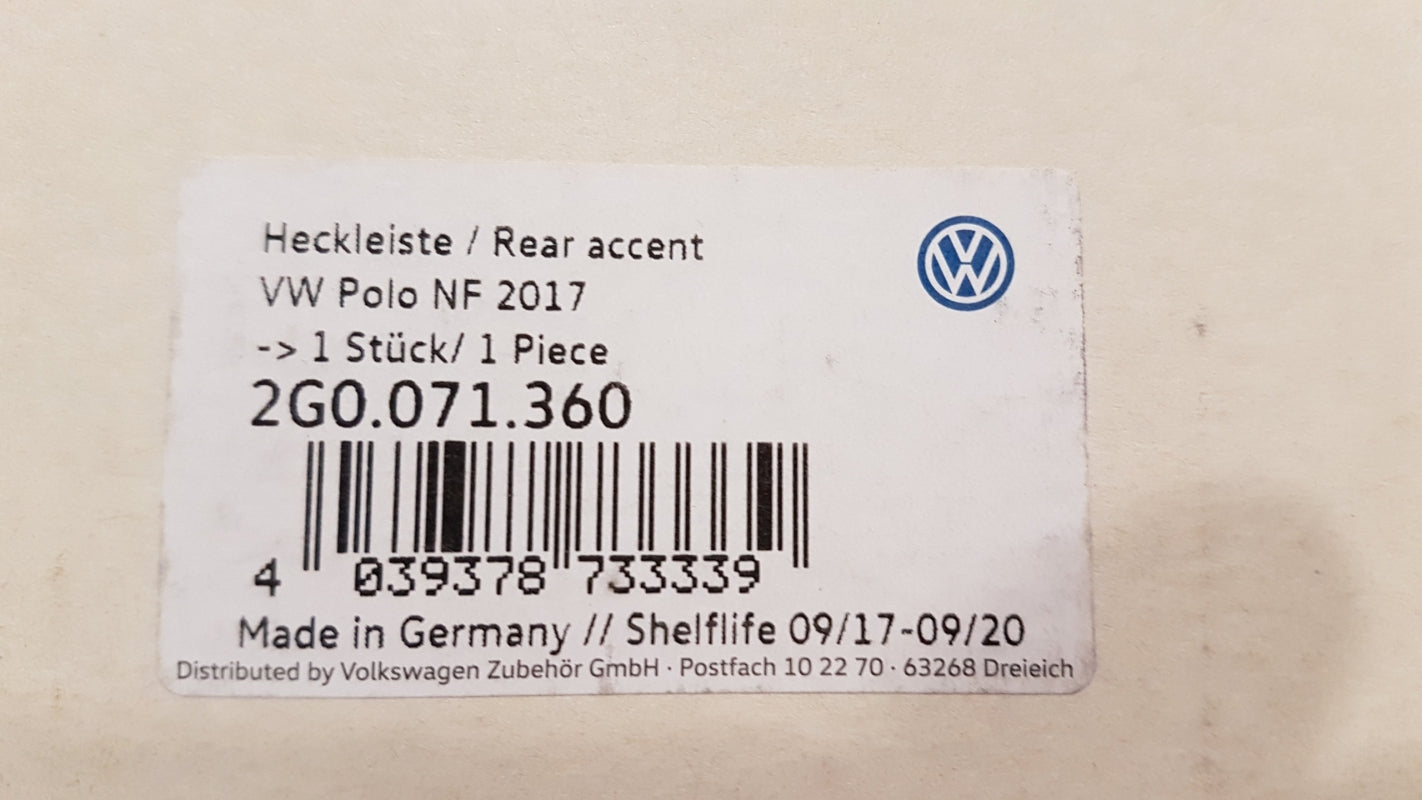 Original VW Polo 2018- Heckklappe Zierleiste Hinten Chrom 2G0071360