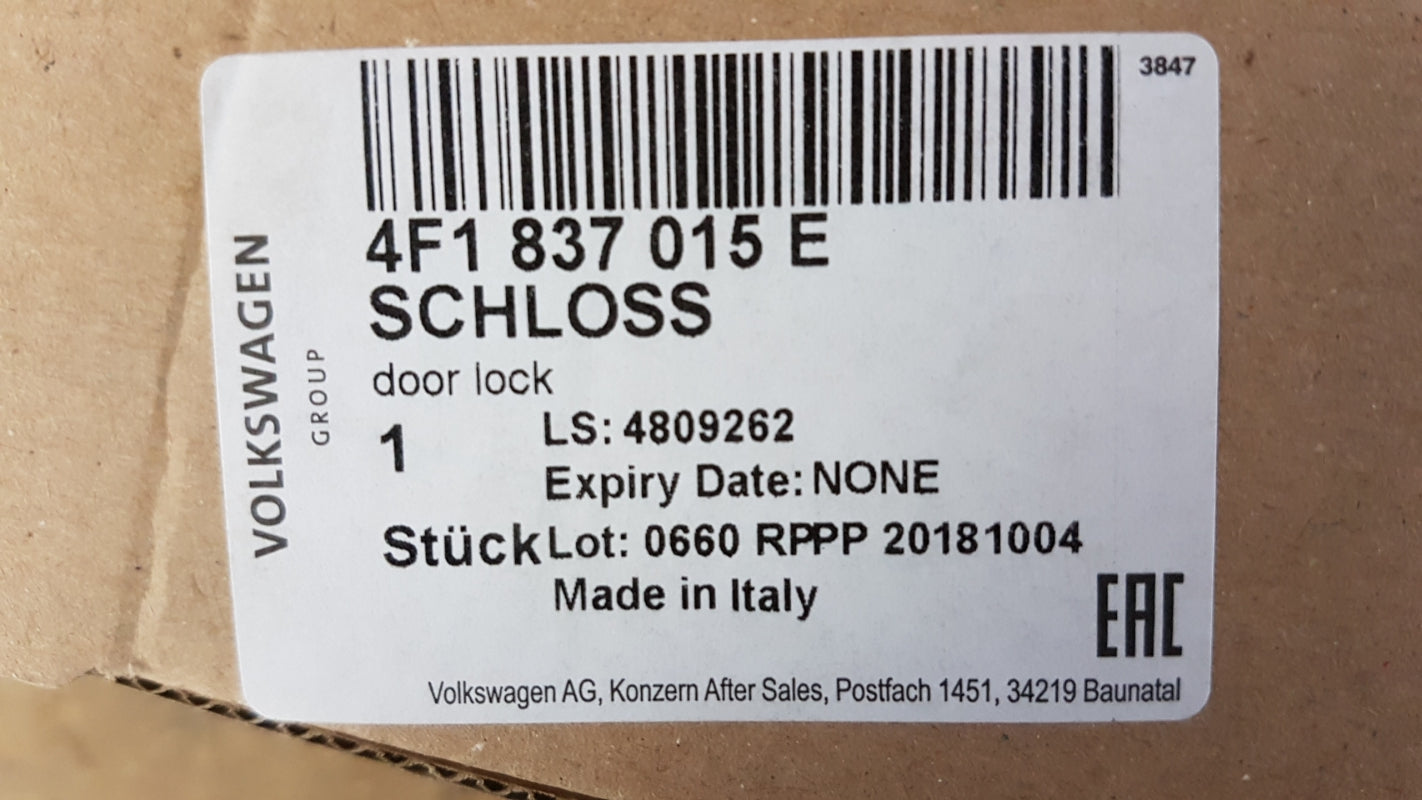 Original AUDI A3 II (8P) A6 C6 (4F) A8 D3 (4E) Türschloss 4F1837015E