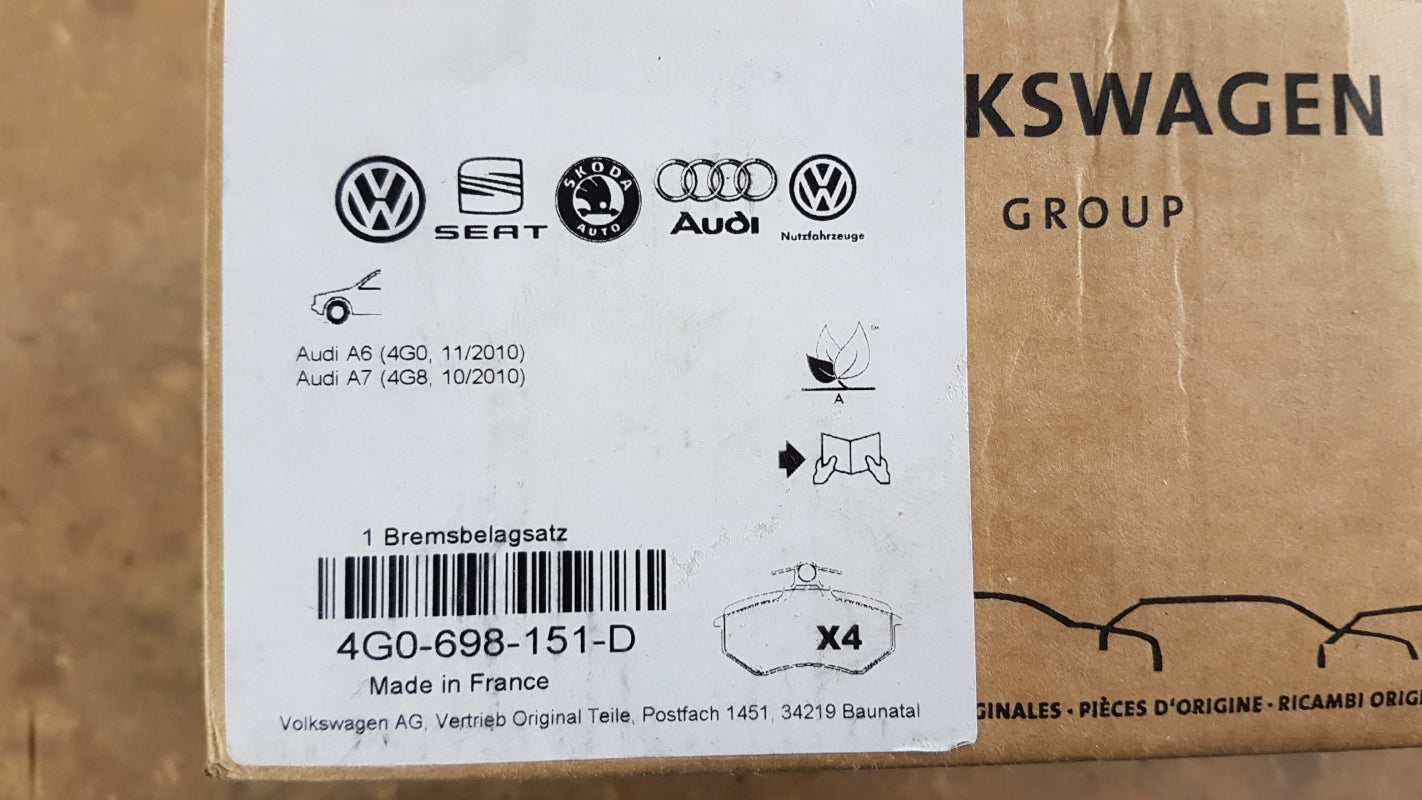 Original AUDI A6 A7 (4G) Bremsbeläge Bremsklötze vorne 4G0698151D