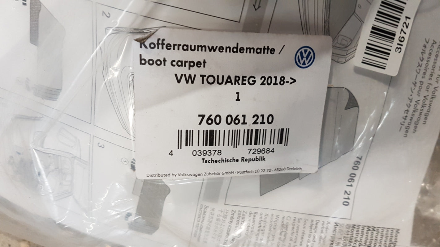 Original VW Touareg III '18- Gepäckraumwendematte Velour satinschwarz 760061210